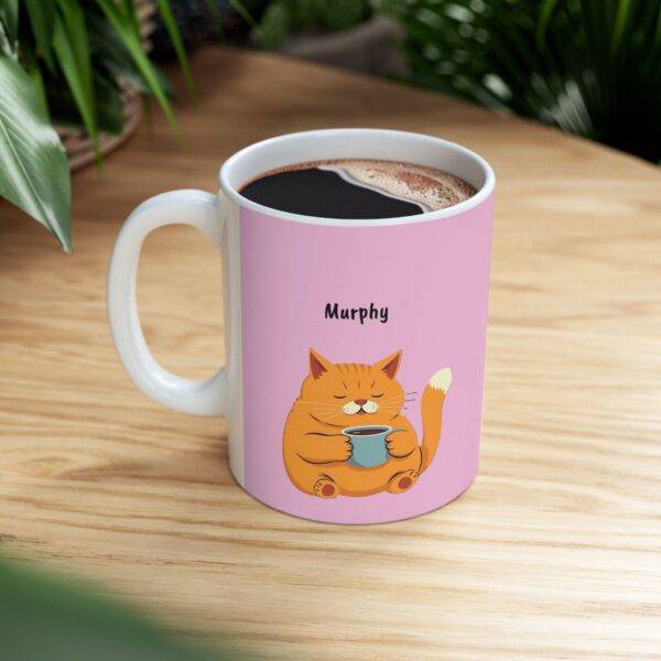 Custom Mug Orange Cat Coffee Pink - Image 2