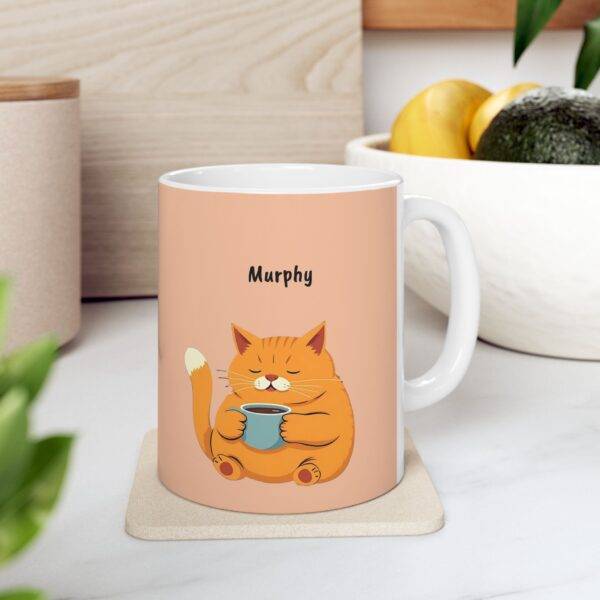 Custom Mug Orange Cat Coffee Beige - Image 4