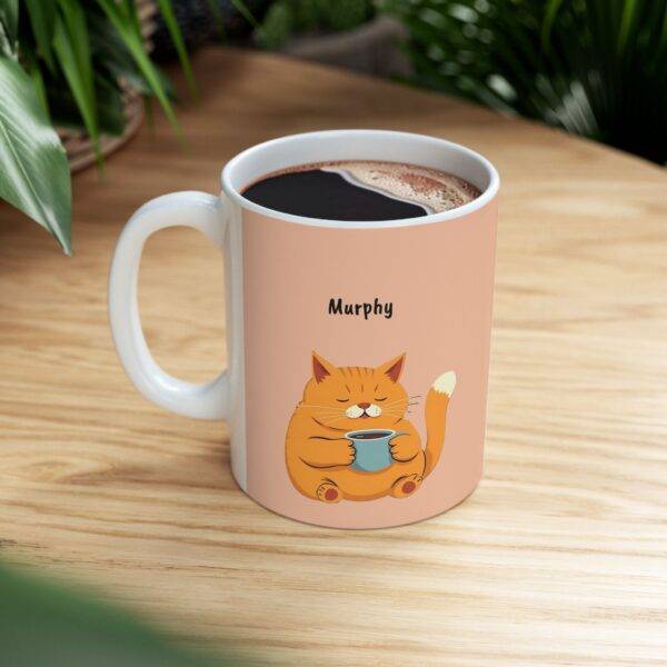 Custom Mug Orange Cat Coffee Beige - Image 2