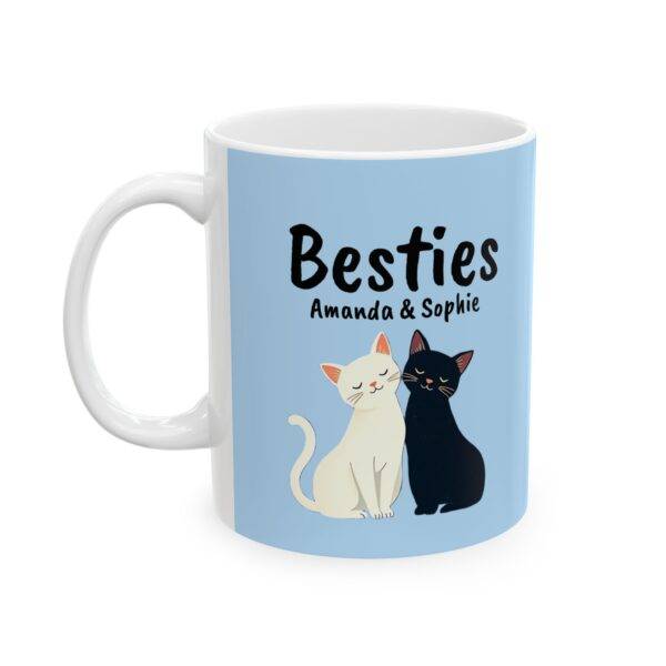 Personalized Name Mug for Friends Cats Besties Black and White - Best Gift for Cat Lover BFF, Blue