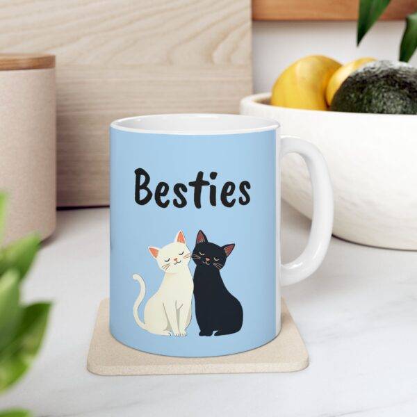 Mug for Friends Cats Besties Black and White - Best Gift for Cat Lover BFF, Blue - Image 4