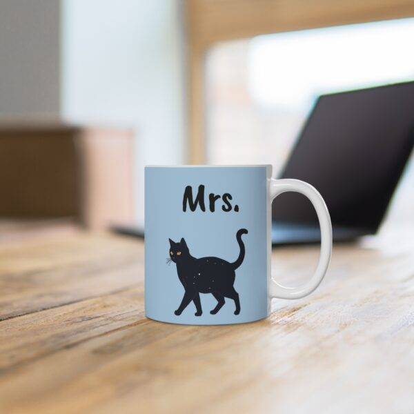 Couples Mug Mrs. - Black Cat, Blue (EU) - Image 3