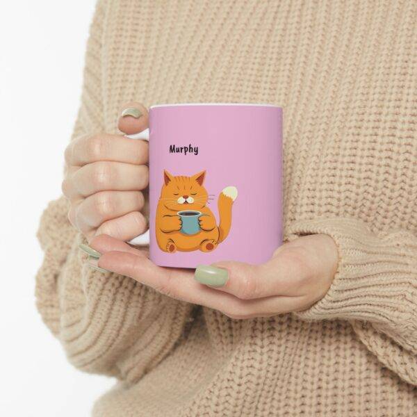 Custom Mug Orange Cat Coffee Pink - Image 5