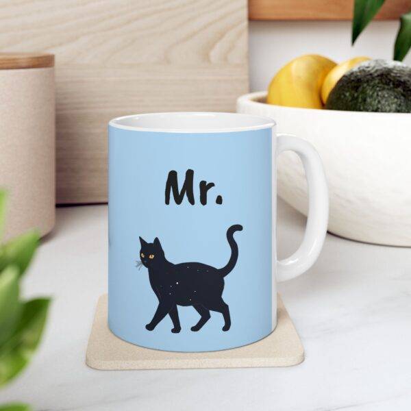 Couples Mug Mr. - Black Cat, Blue - Image 4