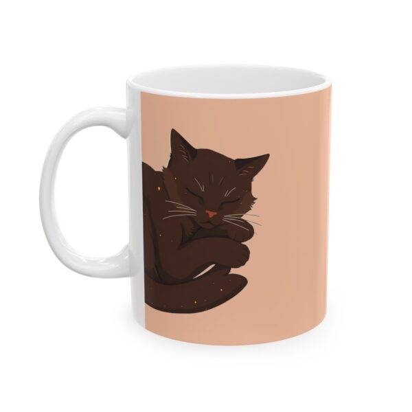 Mug Sleeping Cat Dark Brown – Coffee Cup for Cat Lovers, Beige