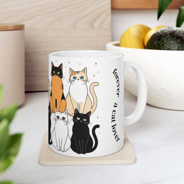 Cat Lover Mug Sitting Cats "Forever a Cat Lover" - Image 4