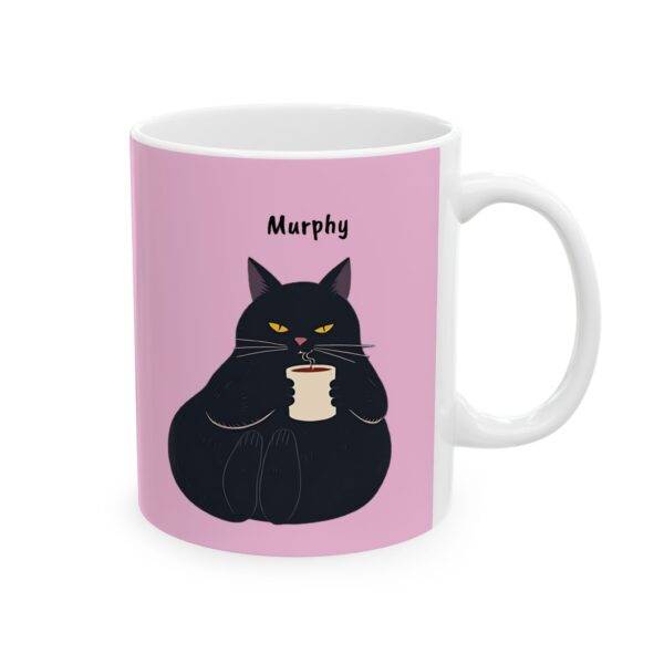 Custom Mug Black Cat Coffee Cup for Cat Lovers - Pink - Image 2