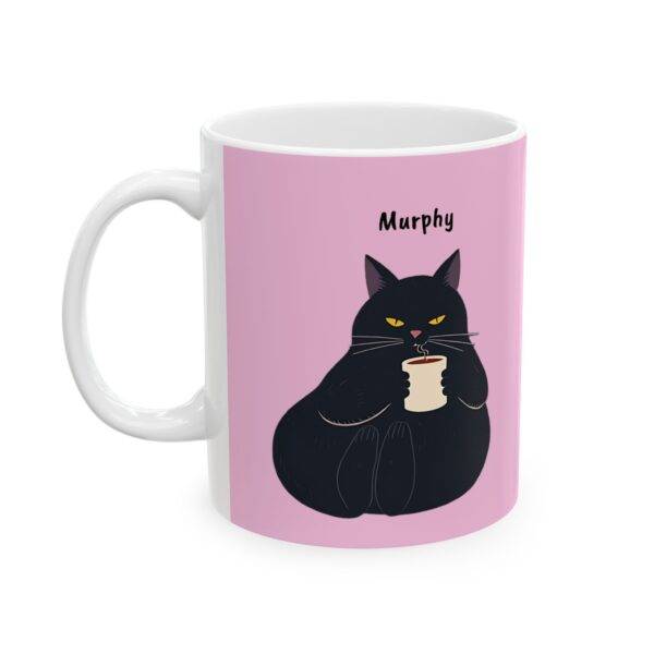Custom Mug Black Cat Coffee Cup for Cat Lovers - Pink