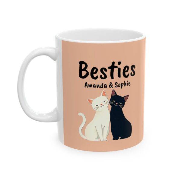 Personalized Name Mug for Friends Cats Besties Black and White - Best Gift for Cat Lover BFF, Beige