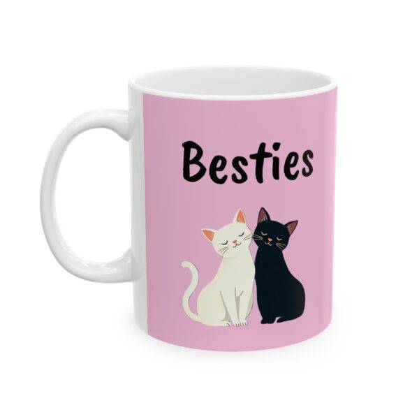 Mug for Friends Cats Besties Black and White - Best Gift for Cat Lover BFF, Pink