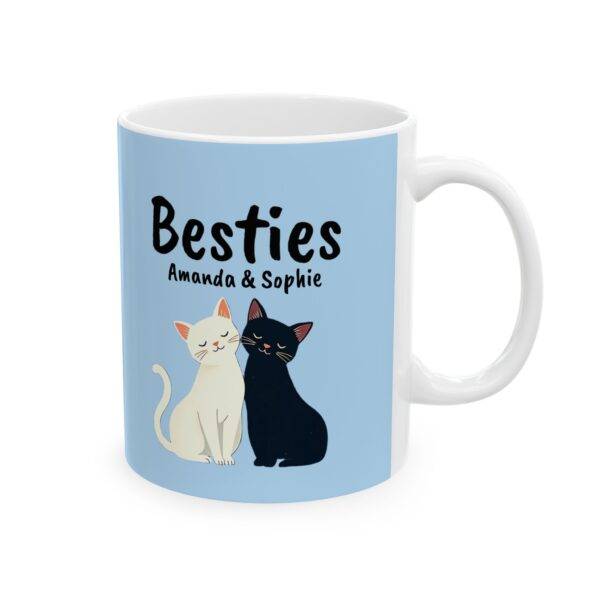 Personalized Name Mug for Friends Cats Besties Black and White - Best Gift for Cat Lover BFF, Blue - Image 2
