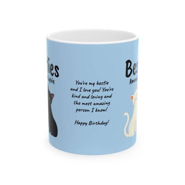 Personalized Mug for Friends Cats Besties Black and White - Best Gift for Cat Lover BFF, Blue - Image 7
