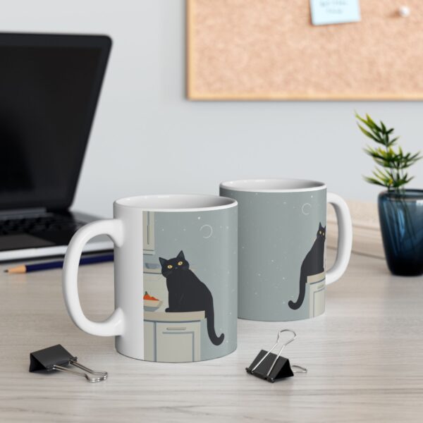 Mug Black Cat Kitchen - Cute Coffee Cup for Cat Lovers & Home Decor - Image 3