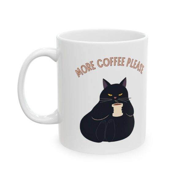 Black Cat Coffee Mug "More Coffee Please" – Perfect for Cat Lovers & Coffee Lovers