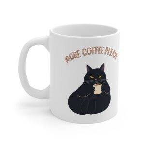 Black Cat Coffee Mug "More Coffee Please" – Perfect for Cat Lovers & Coffee Lovers (EU)