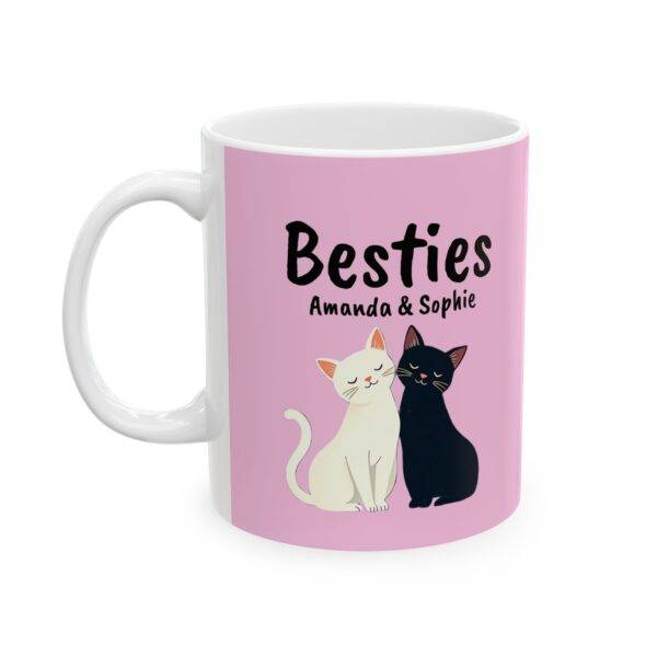 Personalized Name Mug for Friends Cats Besties Black and White - Best Gift for Cat Lover BFF, Pink
