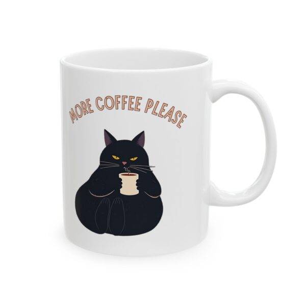 Black Cat Coffee Mug "More Coffee Please" – Perfect for Cat Lovers & Coffee Lovers - Image 2