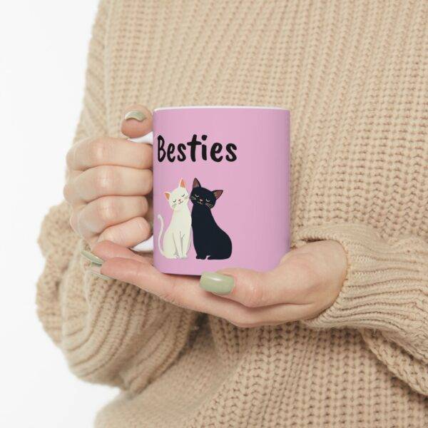 Mug for Friends Cats Besties Black and White - Best Gift for Cat Lover BFF, Pink - Image 6