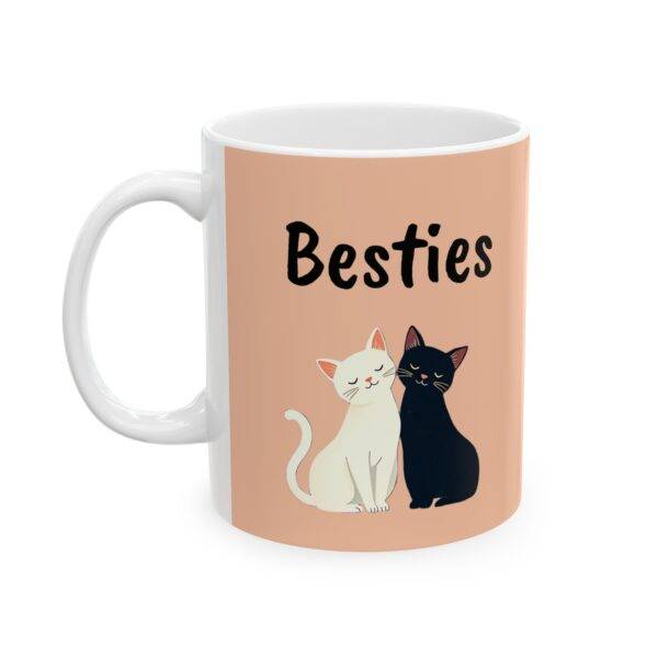 Mug for Friends Cats Besties Black and White - Best Gift for Cat Lover BFF, Beige
