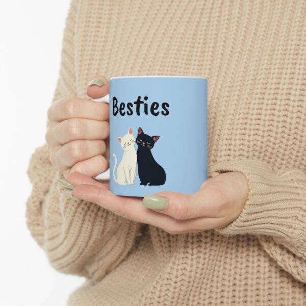 Mug for Friends Cats Besties Black and White - Best Gift for Cat Lover BFF, Blue - Image 6