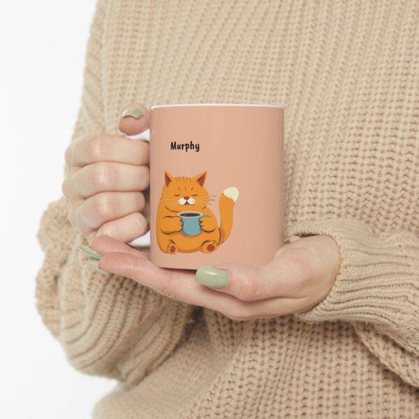 Custom Mug Orange Cat Coffee Beige - Image 5