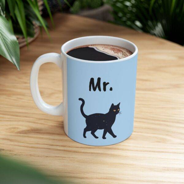 Couples Mug Mr. - Black Cat, Blue - Image 5