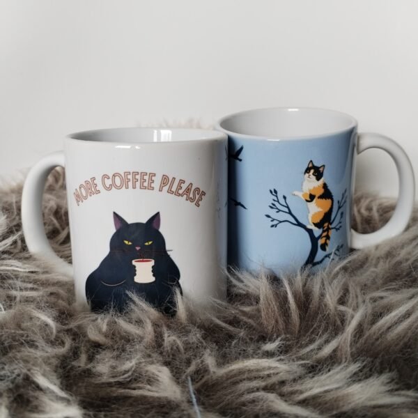 Mug Fluffy Calico Cat – Cute Coffee Cup for Cat Lovers, Blue (EU) - Image 4