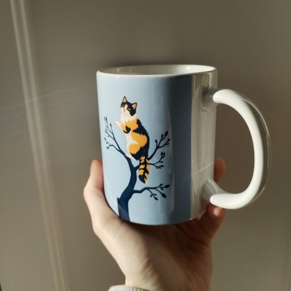 Mug Fluffy Calico Cat – Cute Coffee Cup for Cat Lovers, Blue (EU) - Image 5