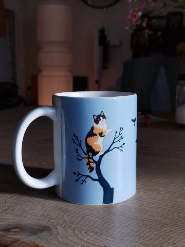 Mug Fluffy Calico Cat – Cute Coffee Cup for Cat Lovers, Blue (EU) - Image 3