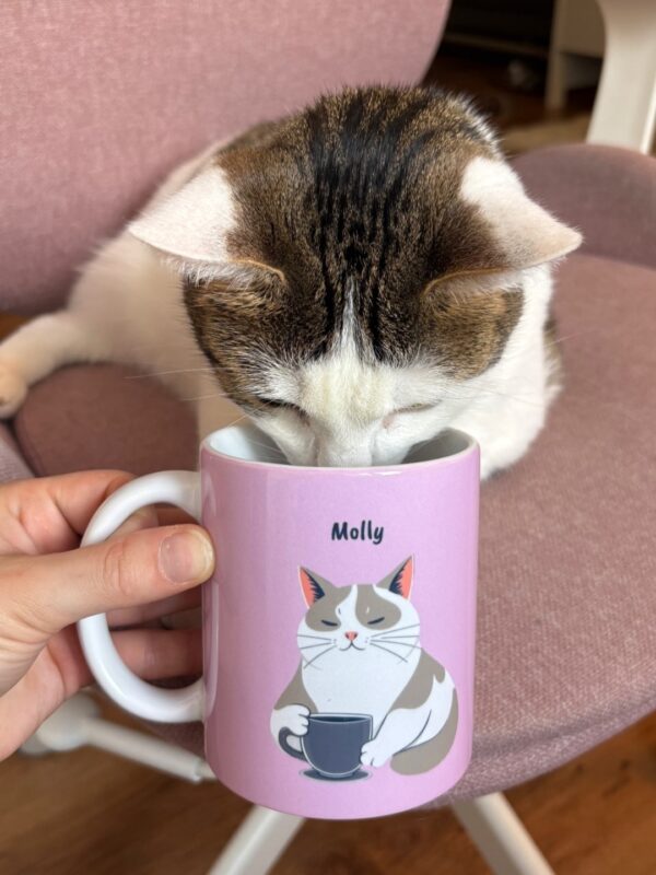 Personalized Mug Bicolor Cat Coffee Pink (EU) - Image 3