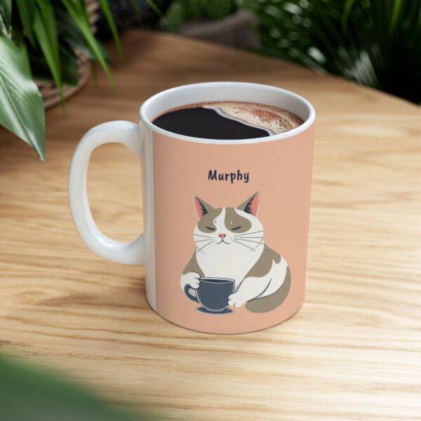 Personalized Mug Bicolor Cat Coffee Beige - Image 4