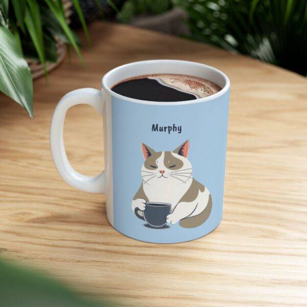 Personalized Mug Bicolor Cat Coffee Blue - Image 4