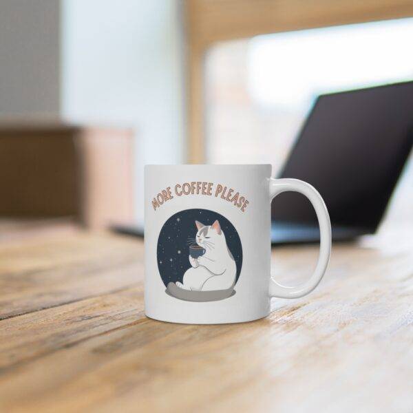 Aesthetic Coffee Mug Bicolor Cat "More Coffee Please" (EU) - Image 4