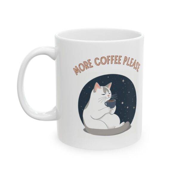Aesthetic Coffee Mug Bicolor Cat "More Coffee Please"