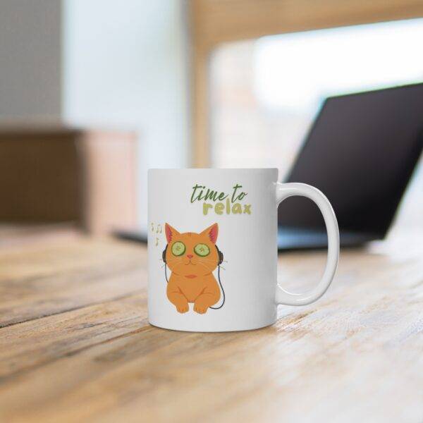 Mug Orange Cat Music Lover "Relax" (EU) - Image 3