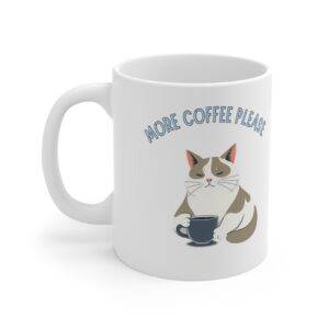 Coffee Mug Bicolor Cat "More Coffee Please" (EU)