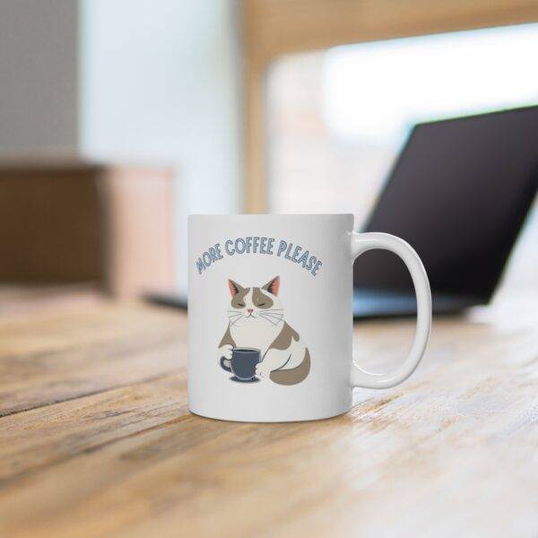 Coffee Mug Bicolor Cat "More Coffee Please" (EU) - Image 4