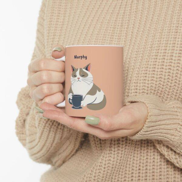 Personalized Mug Bicolor Cat Coffee Beige - Image 5