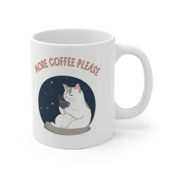 Aesthetic Coffee Mug Bicolor Cat "More Coffee Please" (EU) - Image 3