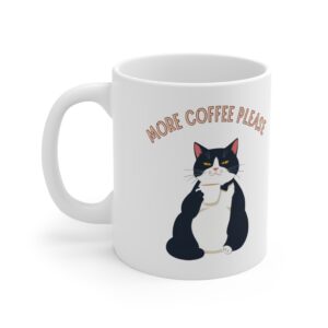 Coffee Mug Tuxedo Cat "More Coffee Please" (EU)