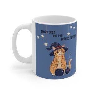 Halloween Mug Orange Tabby Cat Witch Potions - Blue (EU)