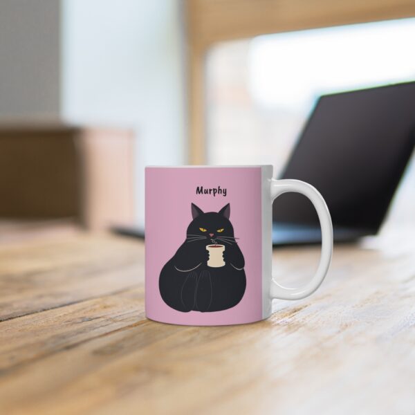 Custom Mug Black Cat Coffee Cup for Cat Lovers - Pink (EU) - Image 3