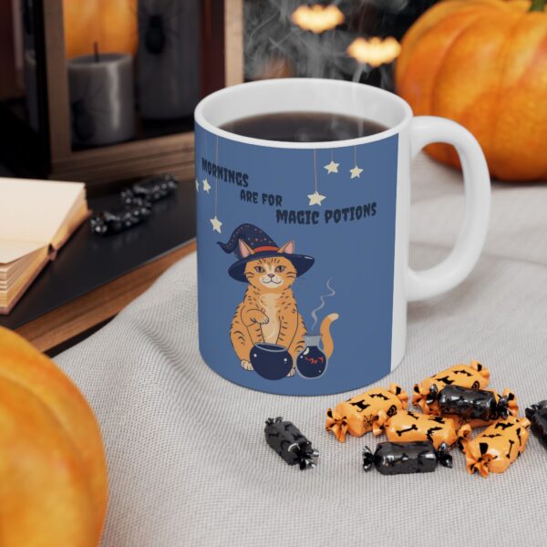 Custom Halloween Bundle Mug + Towel Orange Cat Witch - Blue (EU) - Image 4