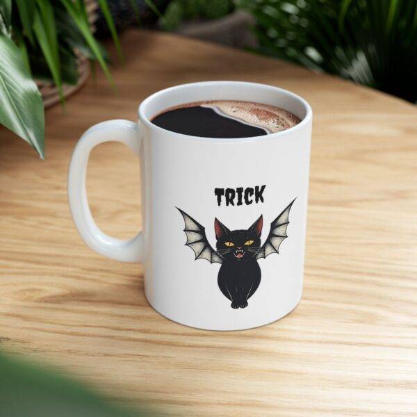 Halloween Mug Black Cat Vampire "Trick or Treat" - Image 2