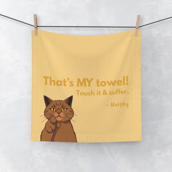 Custom Cat Towel Brown Cat "That's my towel" - Yellow - Image 3