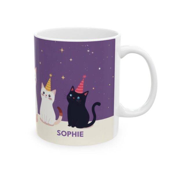 Personalized Birthday Mug Party Cats "Happy Birthday" - Purple - Image 4