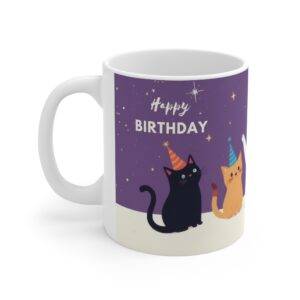 Birthday Mug Party Cats "Happy Birthday" - Purple (EU)