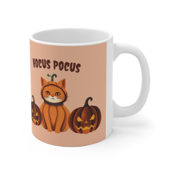 Halloween Mug Orange Cat Pumpkin "Hocus Pocus" - Beige (EU) - Image 2