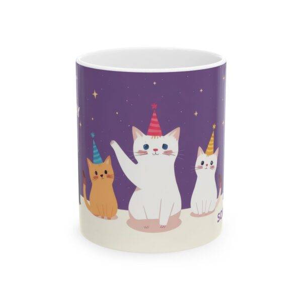 Personalized Birthday Mug Party Cats "Happy Birthday" - Purple - Image 3