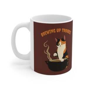 Halloween Mug Calico Cat "Brewing up trouble" - Brown (EU)